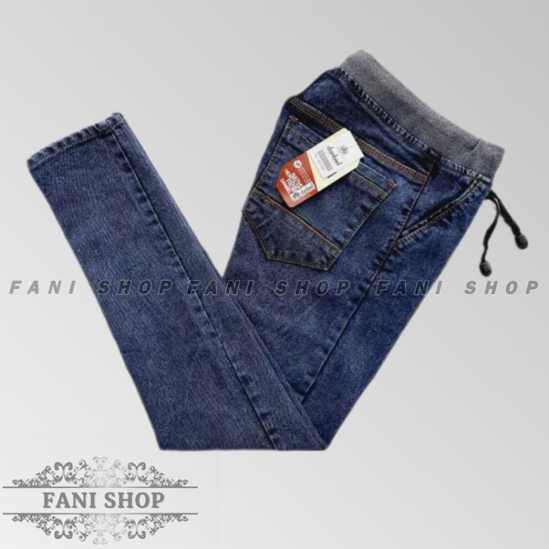 Celana Jeans Pria Panjang Pinggang Karet Original Premium