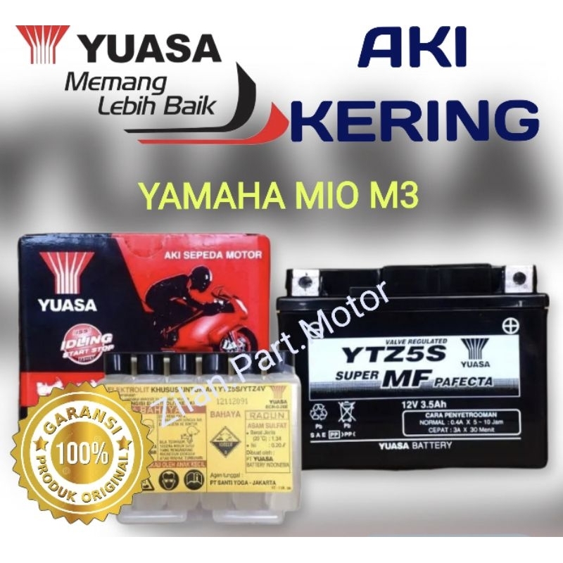 Aki kering yuasa for yamaha MIO M3. 100% original tipe ytz5s