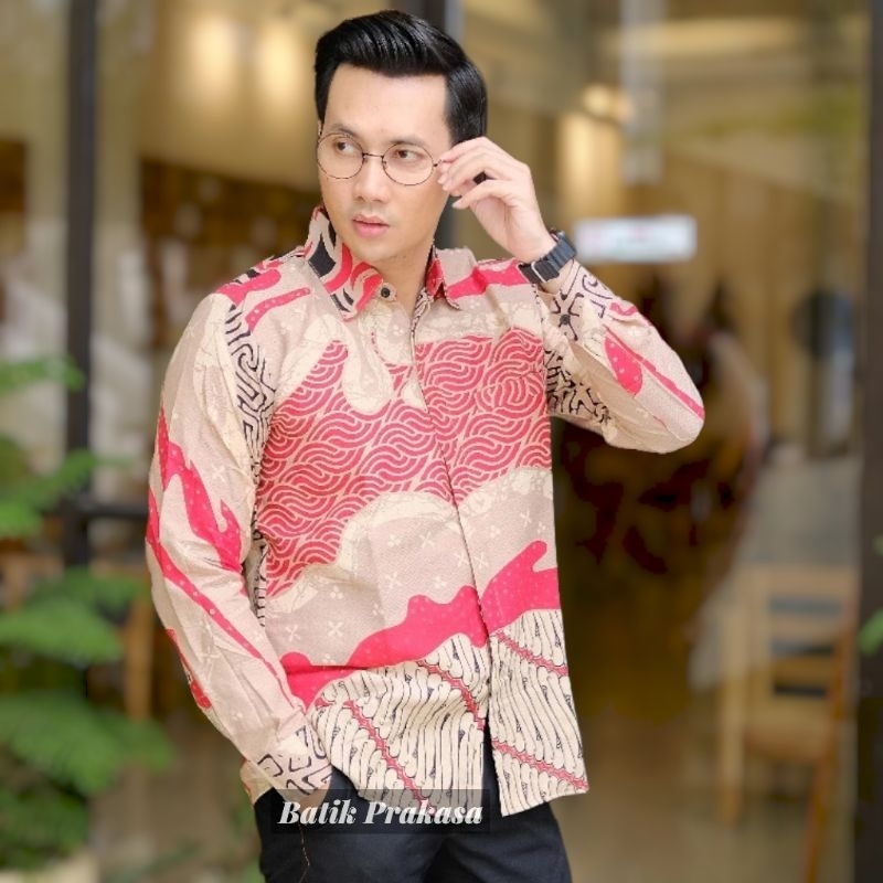 ATASAN KEMEJA BATIK ALISAN / KEMEJA BATIK LAPIS FURING / KEMEJA BATIK PRIA WARNA MERAH / KEMEJA BATI