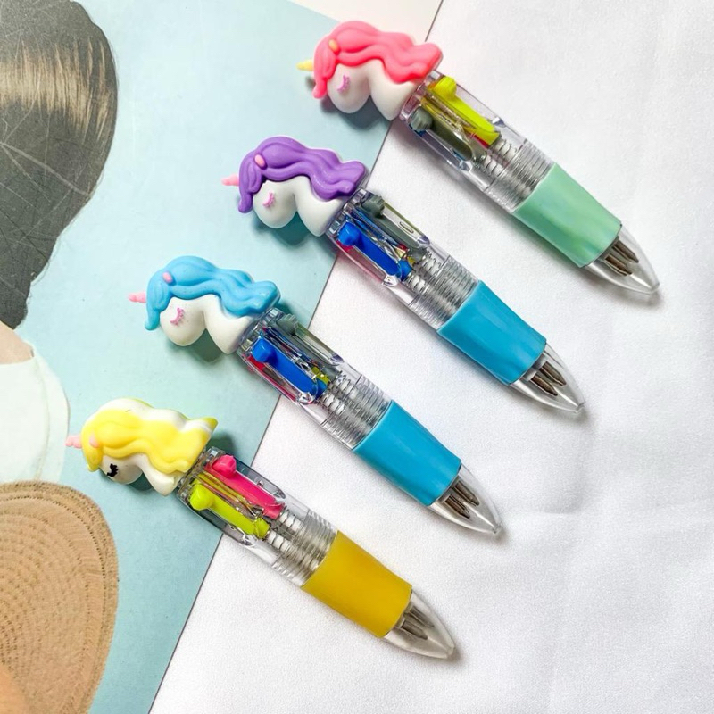 

Pulpen 4 Warna Unicorn Mini Pena pen Ballpoint 4 Warna Alat Tulis Sekolah Pen Unik Lucu Pen Karakter