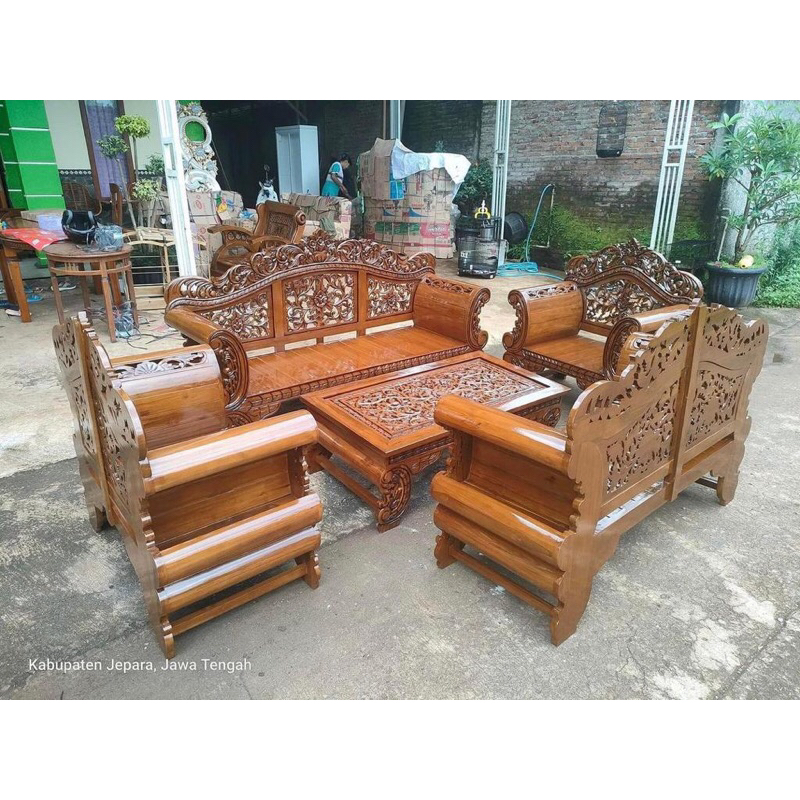 Kursi Tamu ukiran Jepara Set meja tamu ukiran kursi tamu jati kursi tamu Jepara kursi tamu terlaris