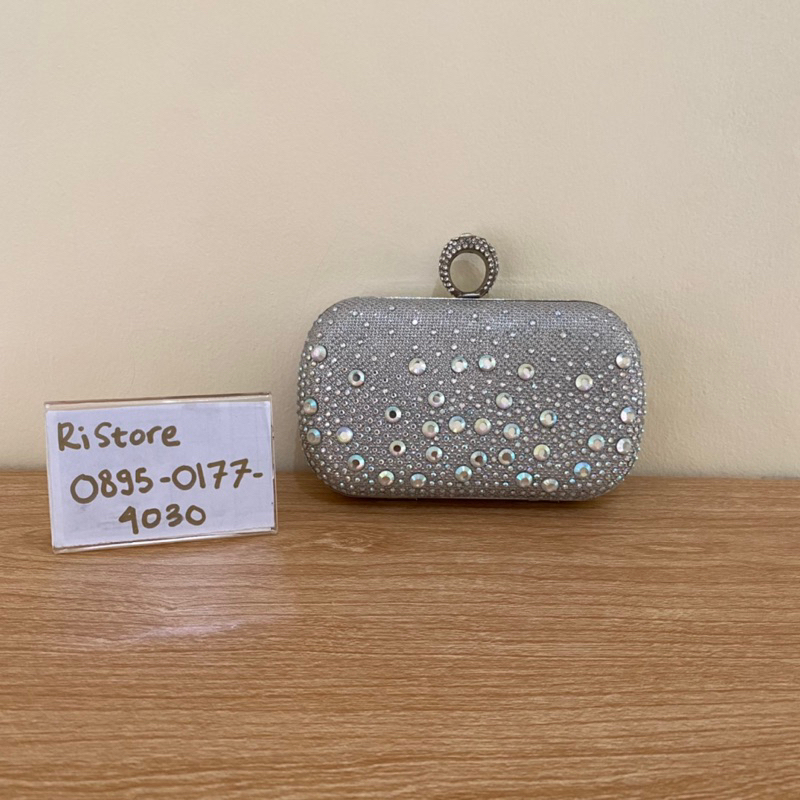 (PRELOVED) SILVER PARTY BAG WITH DIAMOND RING BY MINISO