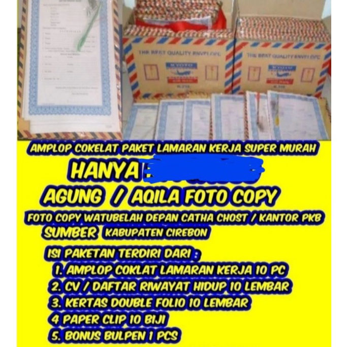 

Diskon Promo.. paket lamaran kerja amplop coklat murah 60