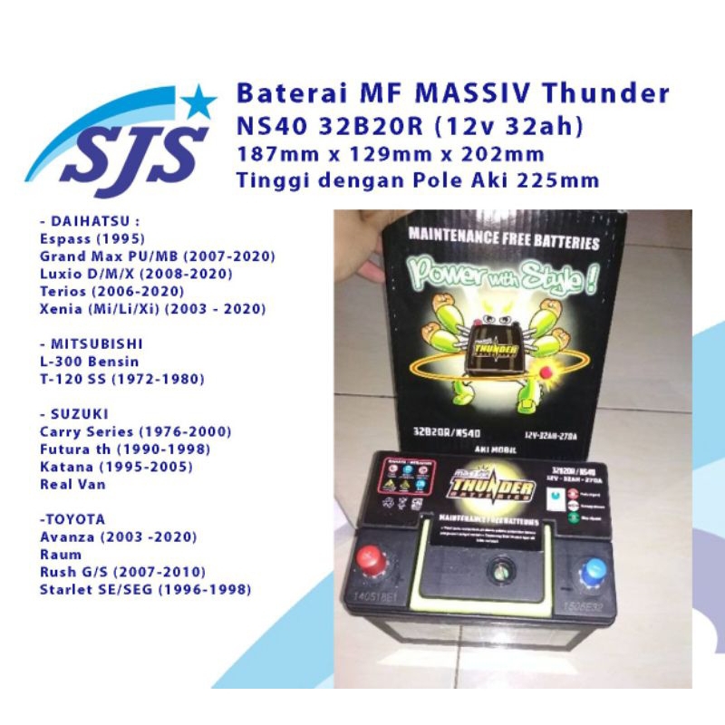 Aki Massive Thunder Ns40 32B20R 12v 32ah