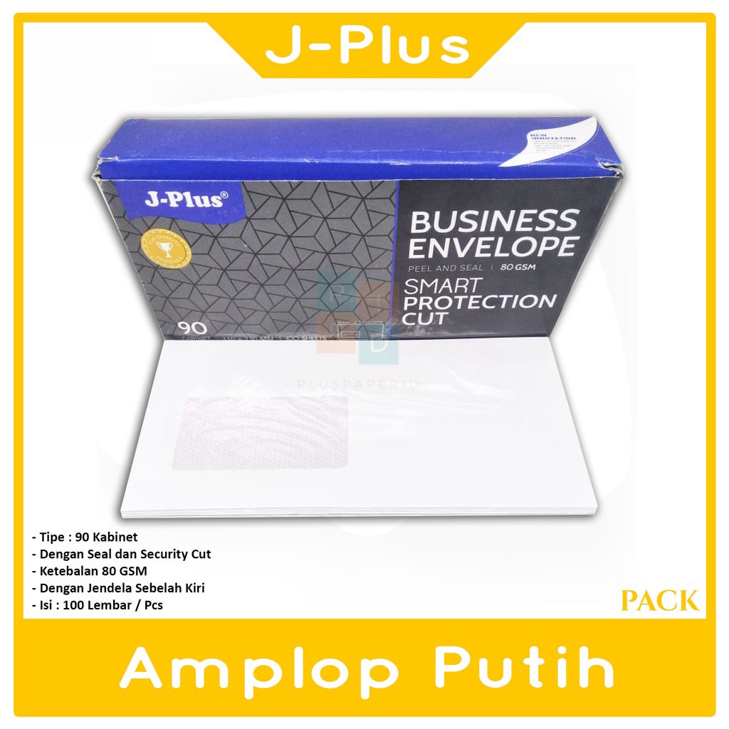 

12.12 sale JPLUS - Amplop Putih Jendela Kiri No.90 Biru - Pack 