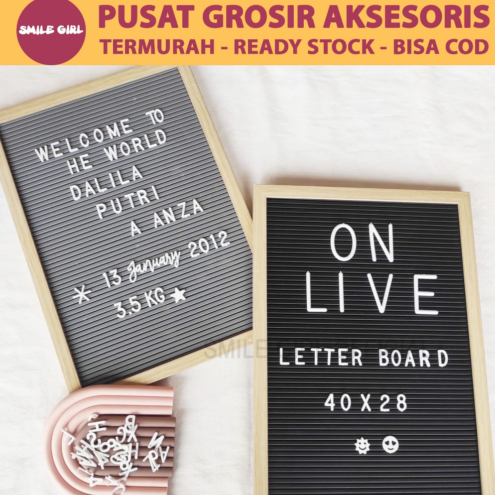 

Ready Stock.. SMILE GIRL OFFICIAL | Grosir Murah - Papan Nama Bayi Size 40x28cm / Letter Board Kekinian Sudah Include Huruf LGZ