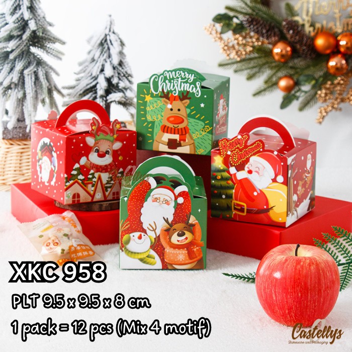 

@@@@] 12pcs Kotak Souvenir Hadiah XKC 958 Cookies Permen Natal Christmas