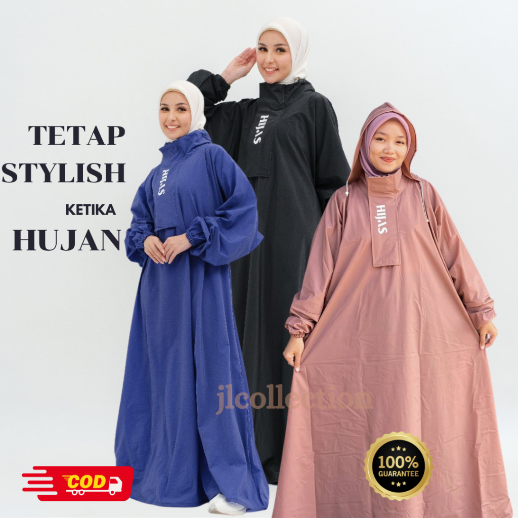 Jas hujan gamis wanita muslimah dusty pink / Jas hujan pria dewasa / Jas hujan original tebal / Jas 