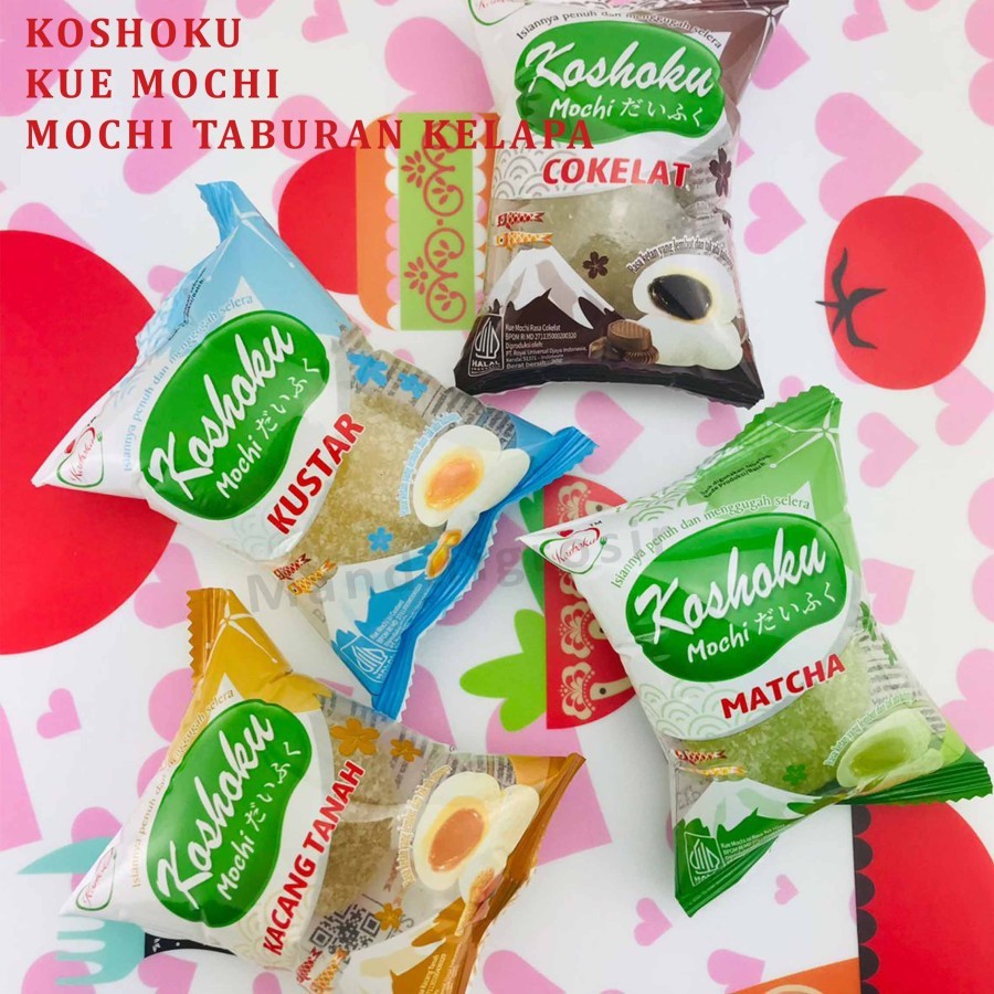 

Kue Mochi Taburan Kelapa * Koshoku * Kue Mochi Varian Rasa * 1 Box Isi 40pcs