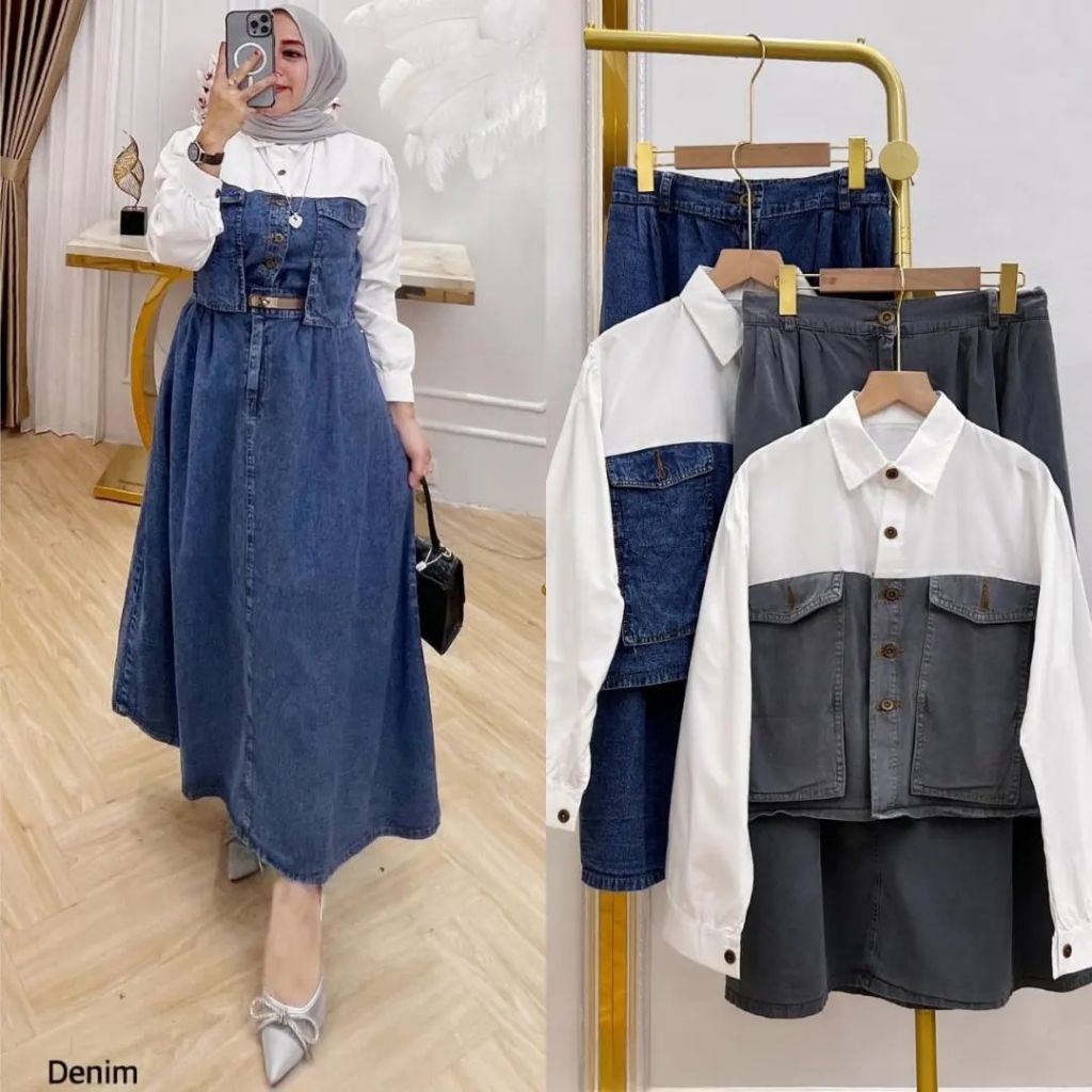 Qiana Set Rok 2in1 Setelan Wanita Muslim Matt Katun Premium Busui Friendly All Size Fit To XL Besar 