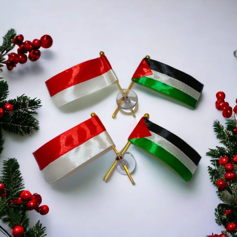 Bendera Silang Palestina Indonesia | Bendera Mobil Palestina Indonesia | Bendera Kecil Kaca Mobil | 