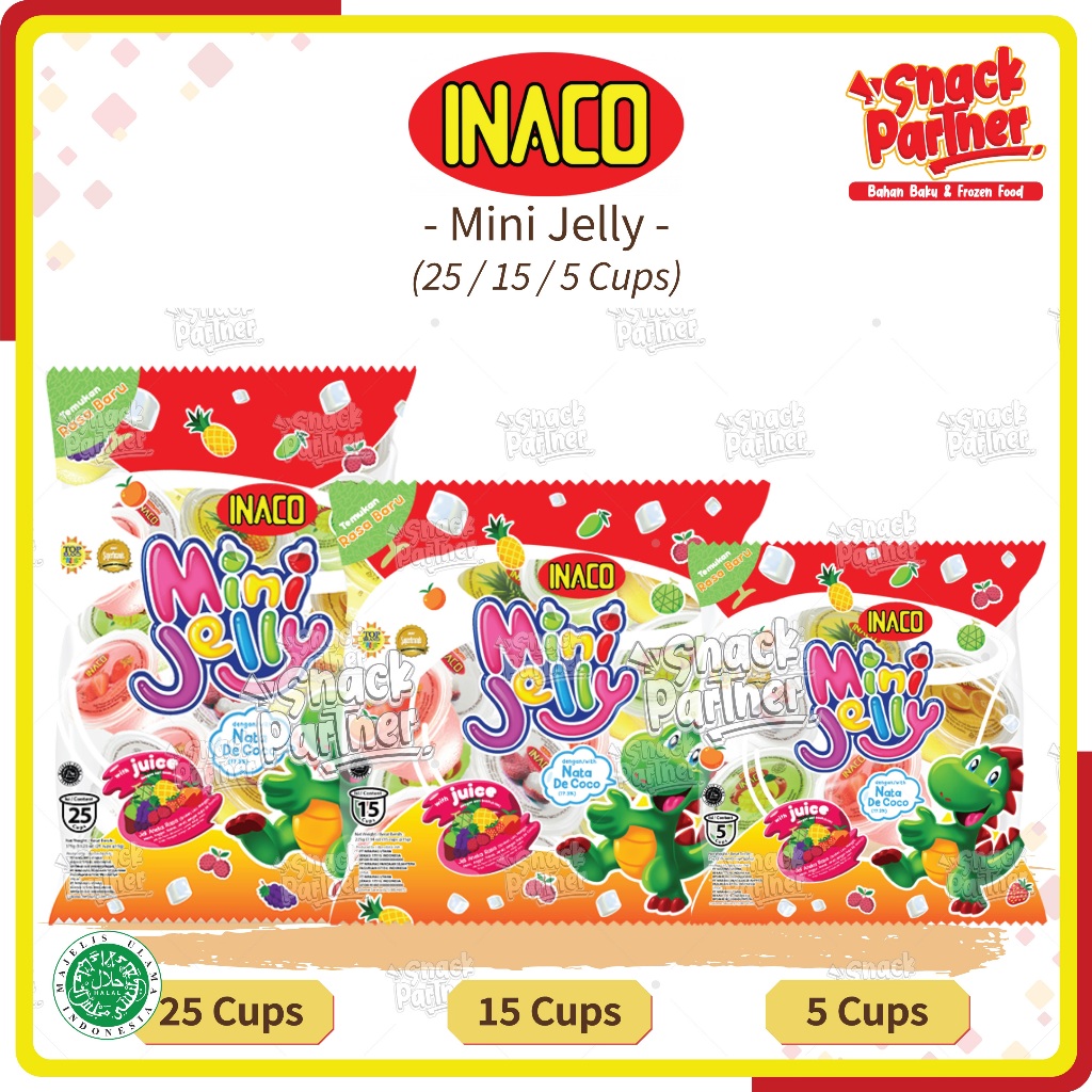 

INACO Mini Fruit Jelly Juice 5 / 15 / 25 Cups - Jeli Agar Buah Mix / Campur - Anggur Nanas Jeruk Strawberry Stroberi Leci Mangga Nata de Coco INAKO