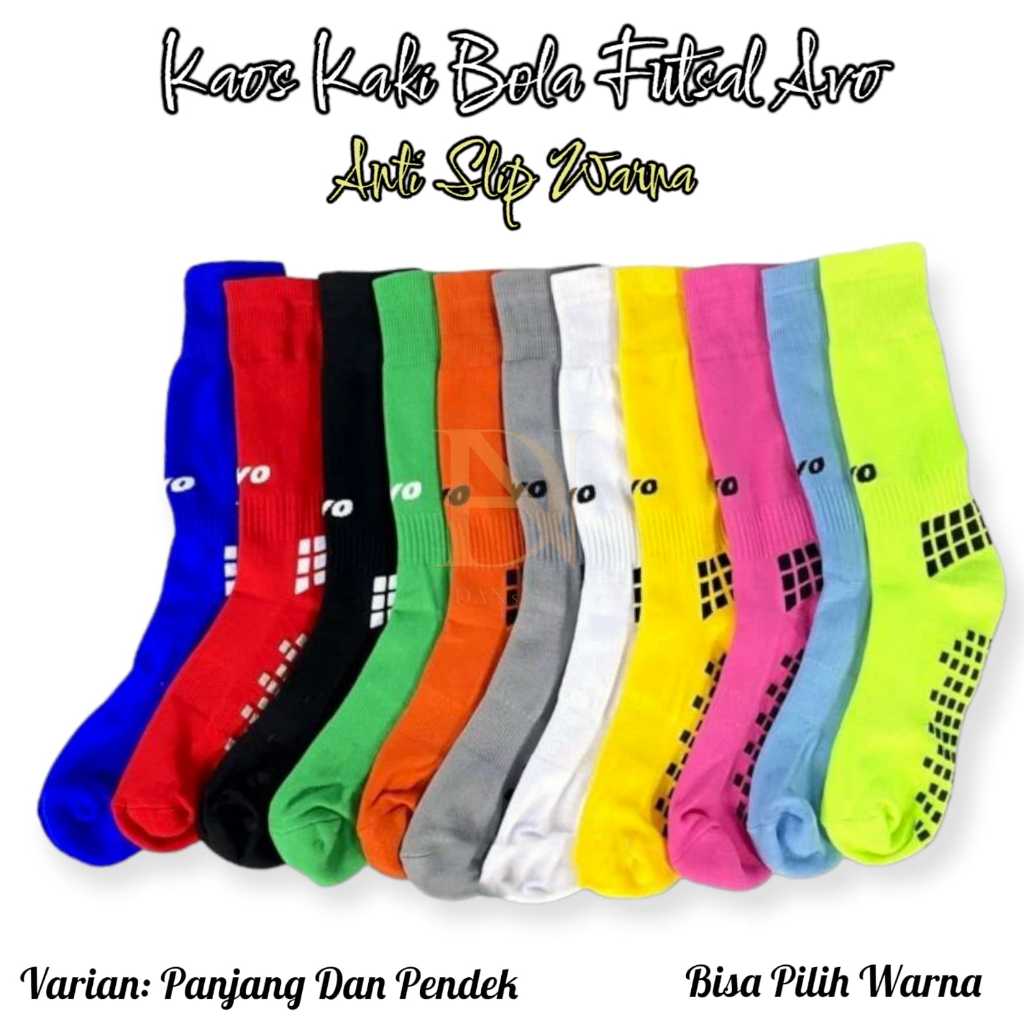 Kaos Kaki Bola Futsal/Sepak Bola Avo Anti Slip Pendek Dan Panjang Sebetis Warna Original