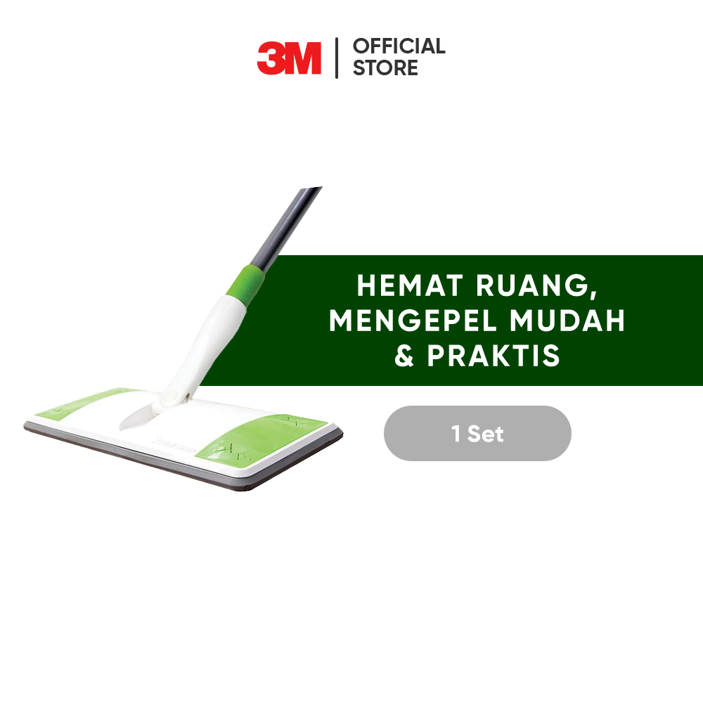 3M™ Scotch-Brite™ Easy Sweeper PLUS Starter Kit, Lap Pel Sapu Serbaguna, Hemat ruang, mengepel mudah