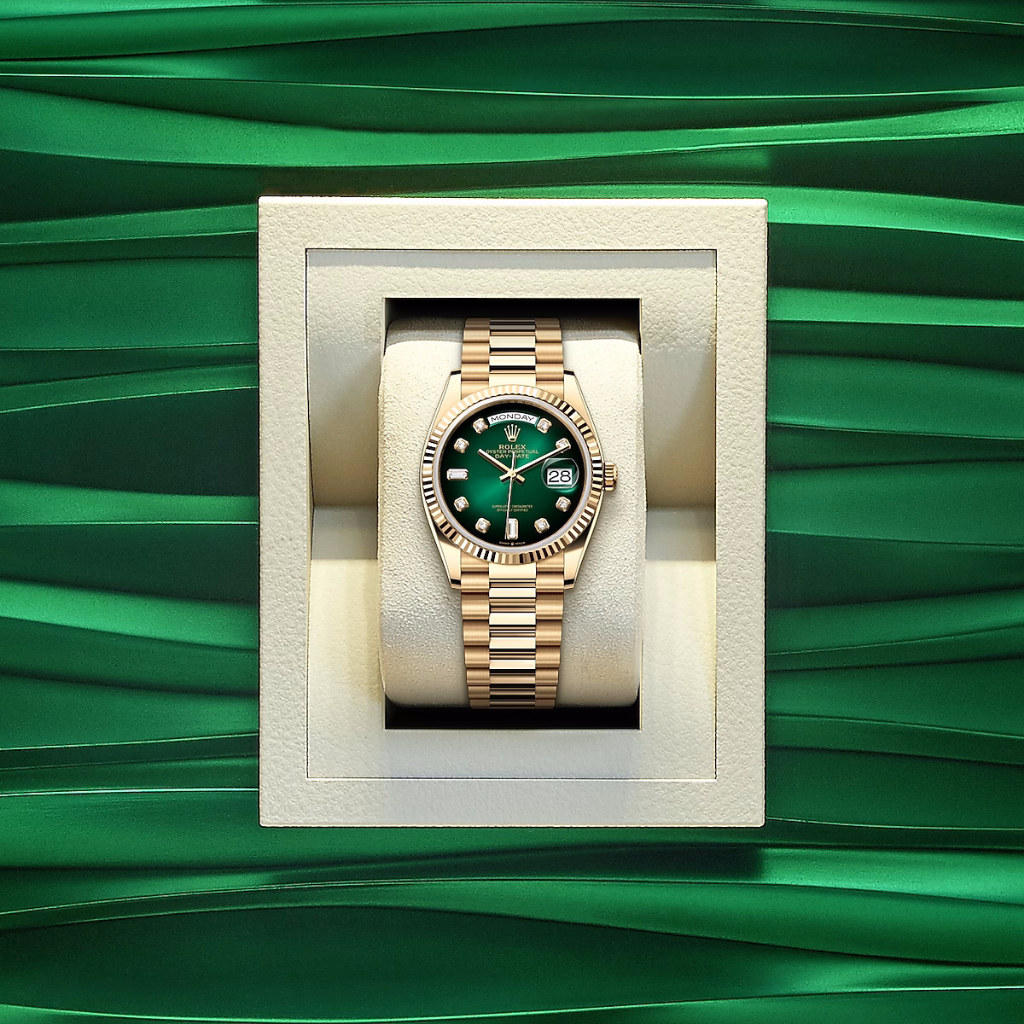 TERLARIS 100% ASLIORIGINAL JAM TANGAN ROLEX DAY DATE M128238-0069 AUTOMATIC 18K GOLD BAHAN TEFLON