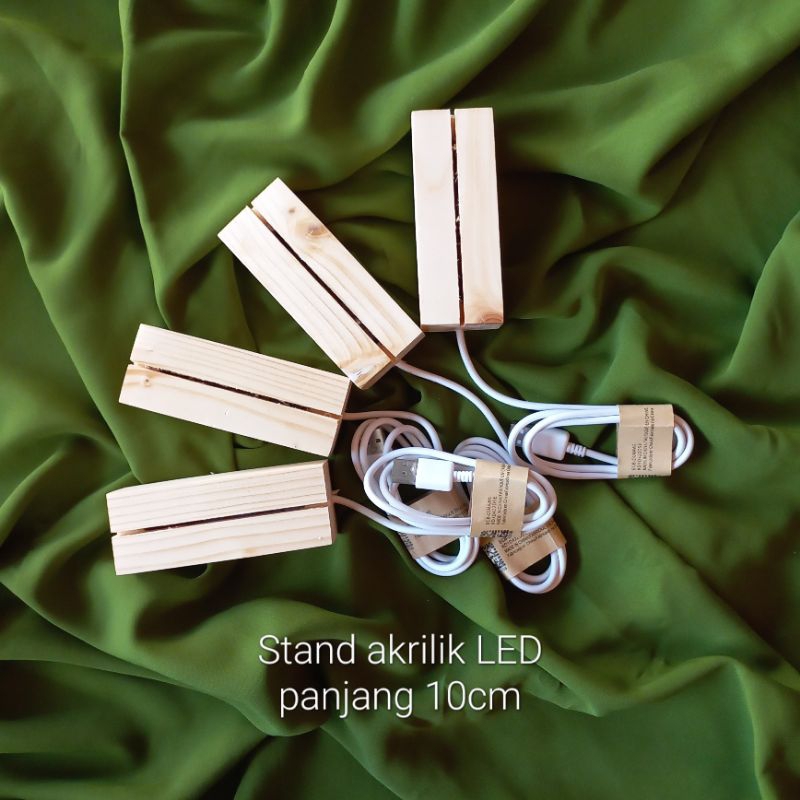 STAND DUDUKAN KAYU ACRYLIC AKRILIK LED 2MM PANJANG 10CM A6 BASE LAMP PENYANGGA