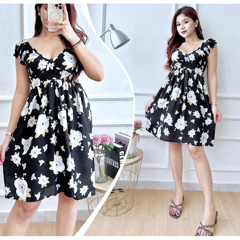 LINDY DASTER BALI YUKENSI - Daster Putri Bali Pendek / Daster Rayon Motif Dress Sexy Viral Kekinian