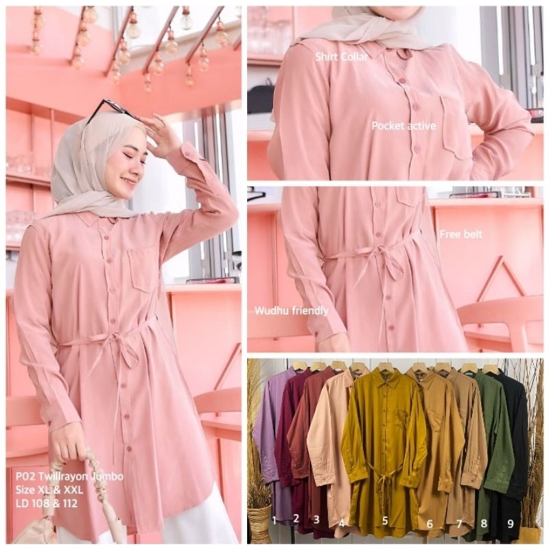 TUNIK TWIL RAYON TALI/TUNIK POLOS/TUNIK JUMBO