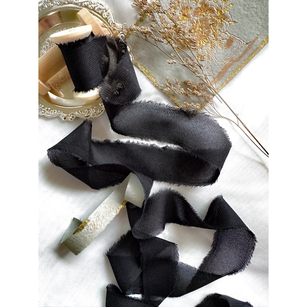 

Chiffon ribbon in Black / silk ribbon