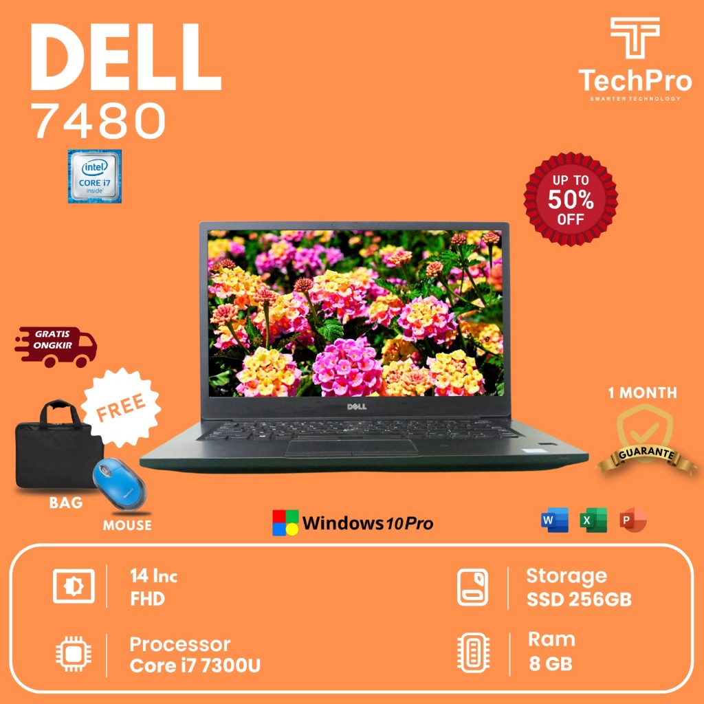 Super murah laptop Dell 7480 i5 gen 6 ram 8 ssd 256gb
