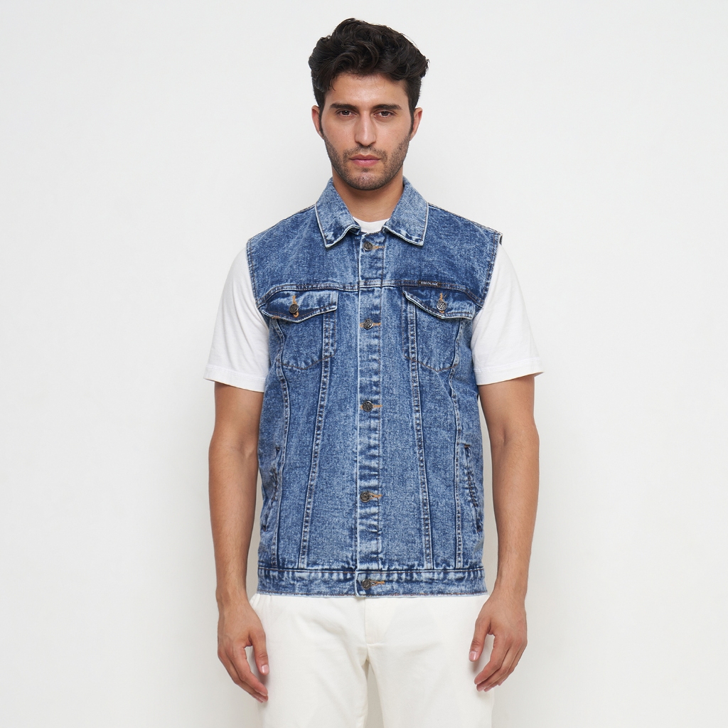 EMOLINE Rompi Jeans Pria Snow Blue