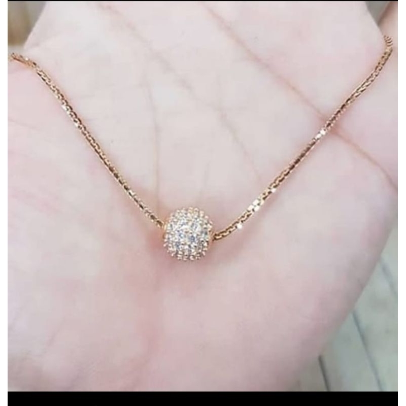 Kalung Liontin Bola bulat kalung boba lapis emas 24K anti karat
