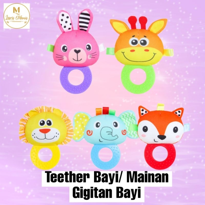 Mainan Gigitan Bayi/ Teether bayi silicon/Mainan Rattle bayi karakter