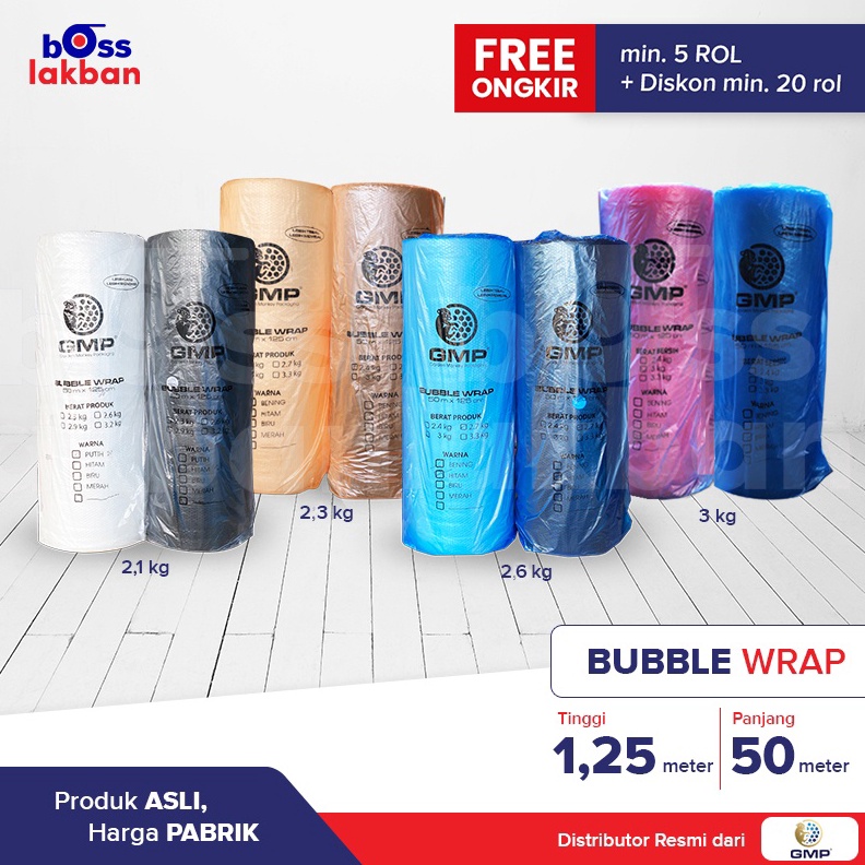 

Star Bubble Wrap GMP 125 cm x 50 meter Hitam Bening Merah Biru grosir