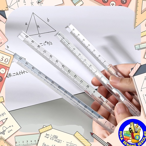 

[KODE JVSR7] 4 Pcs Penggaris Prisma / Skala Segitiga Transparan 20 Cm RS0006