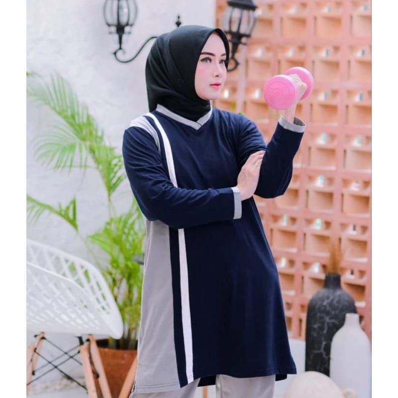 Discount Kaos Atasan Model Tunik/Atasan Olahraga Muslim/Kaos Olahraga Atasan Wanita