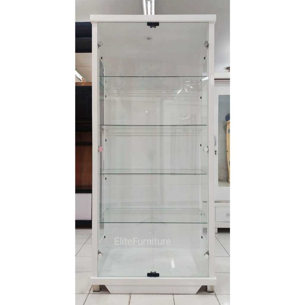 Lemari Kaca 2Pintu Kaki Stainless Polos , Lemari Full Kaca 2Pintu , Pajangan Kaca 2Pintu Minimalis