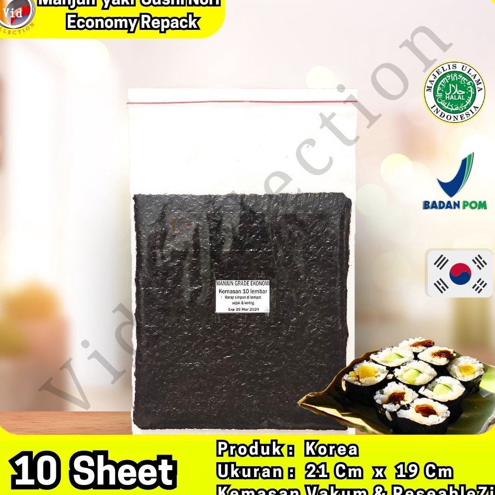 

TL6953 Manjun Yaki Nori Sushi Seaweed 100% Asli Korea Rumput Laut Kemasan Repack Baru