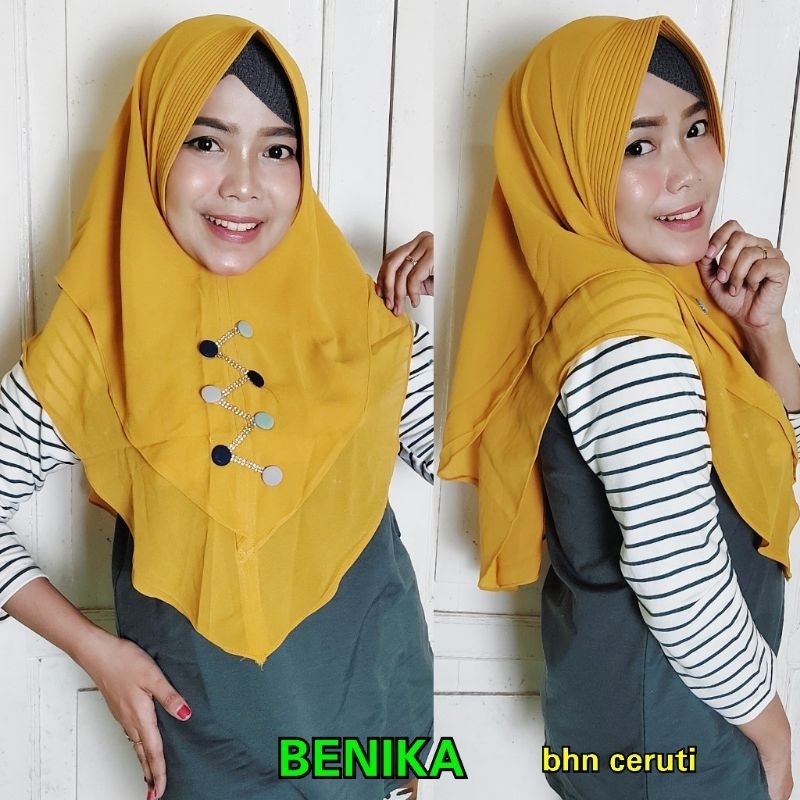 HIJAB INSTAN MURAH BENIKA BAHAN CERUTI 2 LAYER MURAH