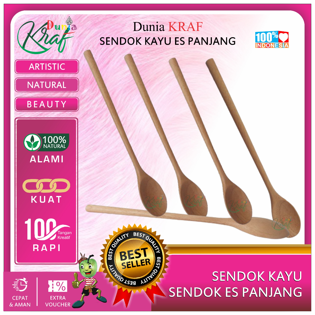 SENDOK KAYU PANJANG / SENDOK KAYU PANJANG ES MODEL KOREA MURAH