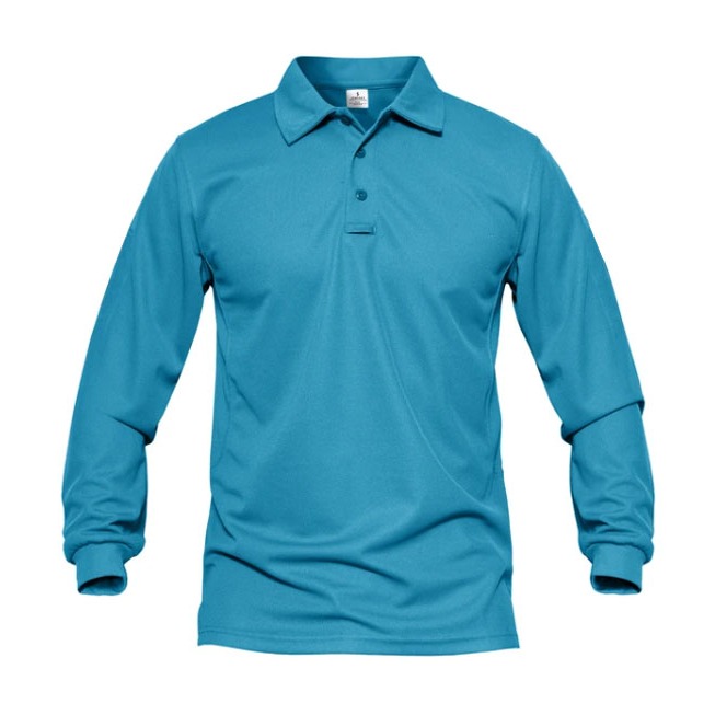 Jemssky - Kaos Polo Shirt Pria Kerah Polos Lengan Panjang Unisex Color Tosca