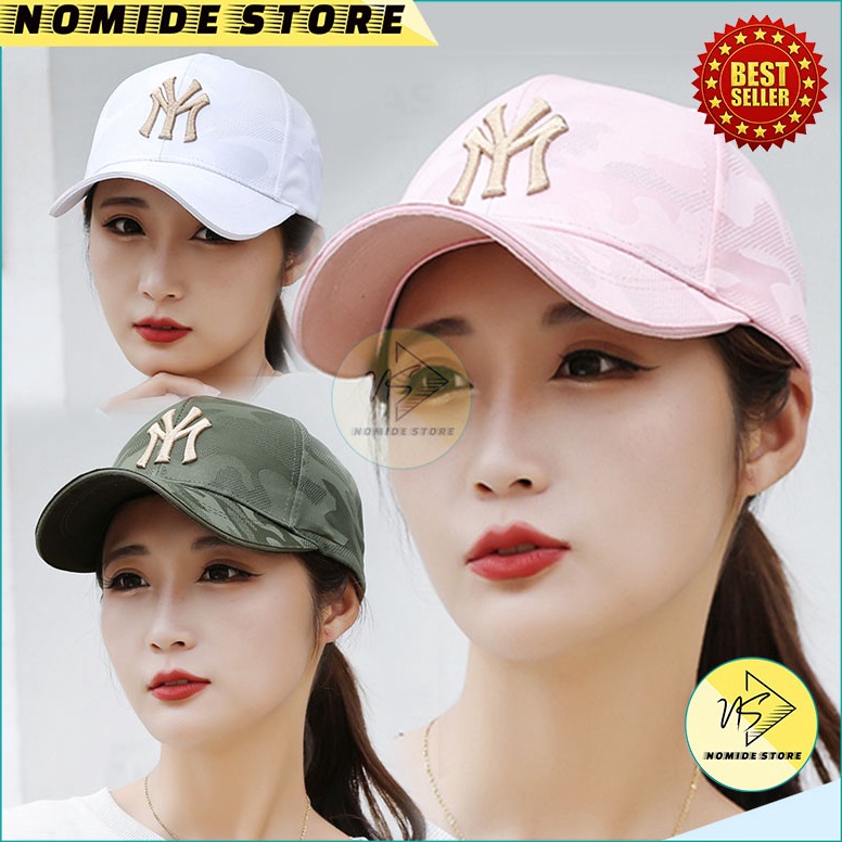 Terbaik.. Topi Pria Wanita Baseball Korea NY Motif Loreng Army Fashion Casual Cap Sport Trendy BSAE