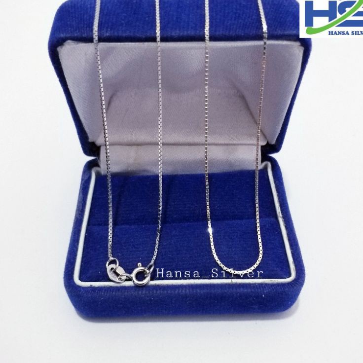 Elegant Kalung Perak Pria Wanita Silver Asli 925 Lapis Emas Putih Italy Kaca Tipis - Kalung Pria Wan