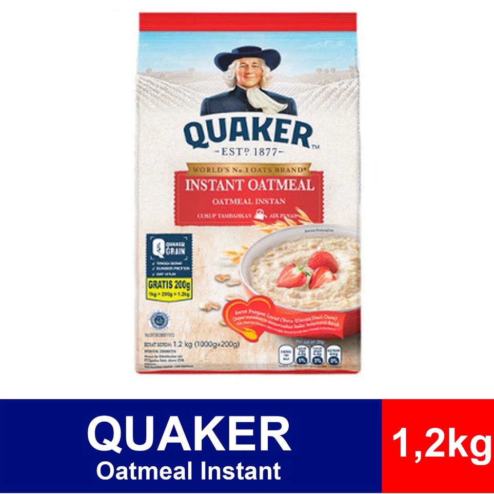 

[KODE YZGTK] Quaker Oatmeal Instant 1,2kg Exp Februari 2025 HALAL! PROMO!