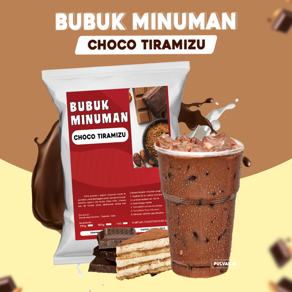 

BUBUK MINUMAN RASA CHOCO TIRAMIZU / SERBUK MINUMAN RASA COKLAT TIRAMIZU / BUBUK MINUMAN BOBA RASA