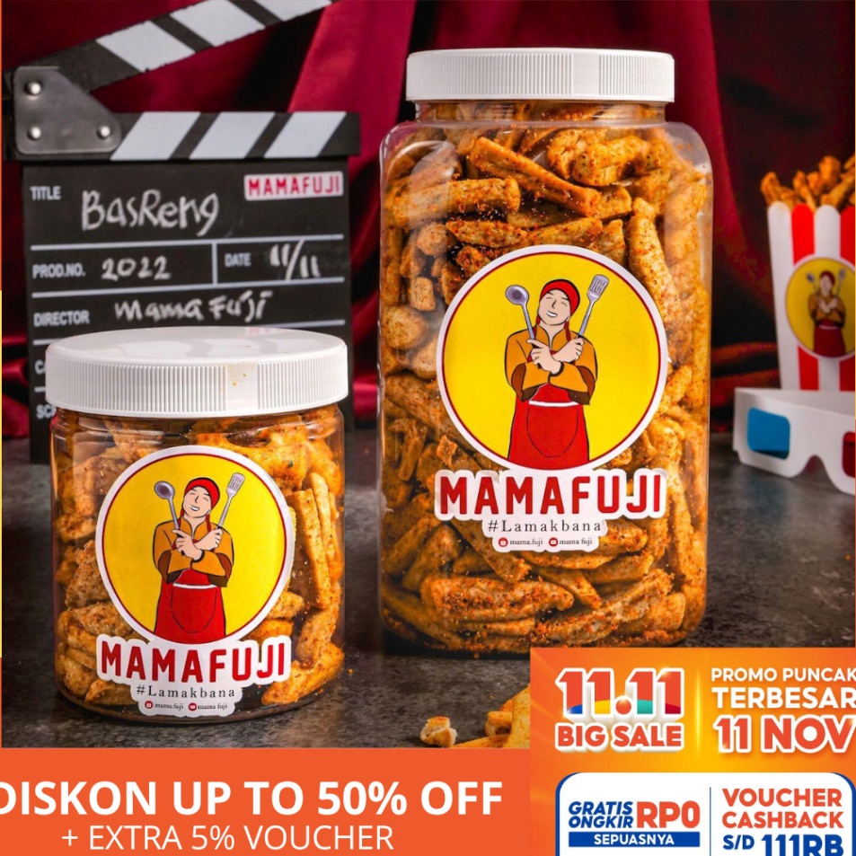 

[KODE E76DR] Mamafuji - Basreng Pedas Asin Balado Original Pedas Daun Jeruk 850gr