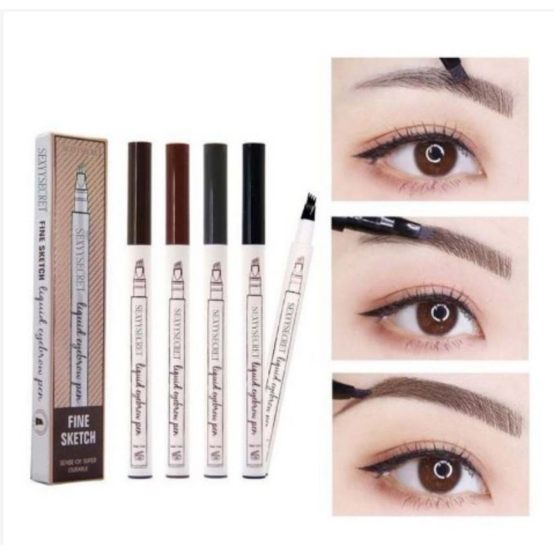SUAKE Pensil Alis Tatto Liquid Pen Waterproof + Eyebrow Pencil Original Liquid Pen NO 3 DARK GREY