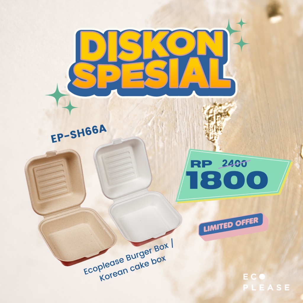 

Terbaik Bagasse Box Bento Cake Burger Box Korean Lunch Box 50 pcs !!!