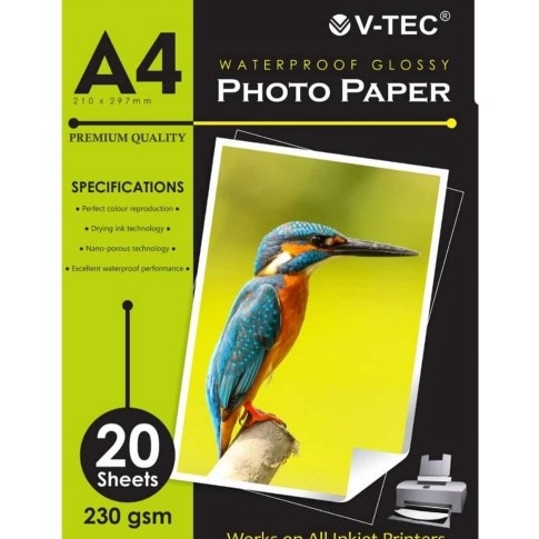 11.11 SALE VTEC Glossy Photo Paper / Kertas Foto Glossy V-Tec 230 gr A4 (GPP-9111A)