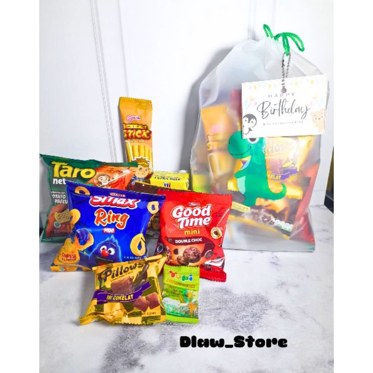 

3.3 Promo >> Paket Snack Ulang Tahun Anak Hampers Ultah Goodybag Ultah Kemasan Premium Free Card