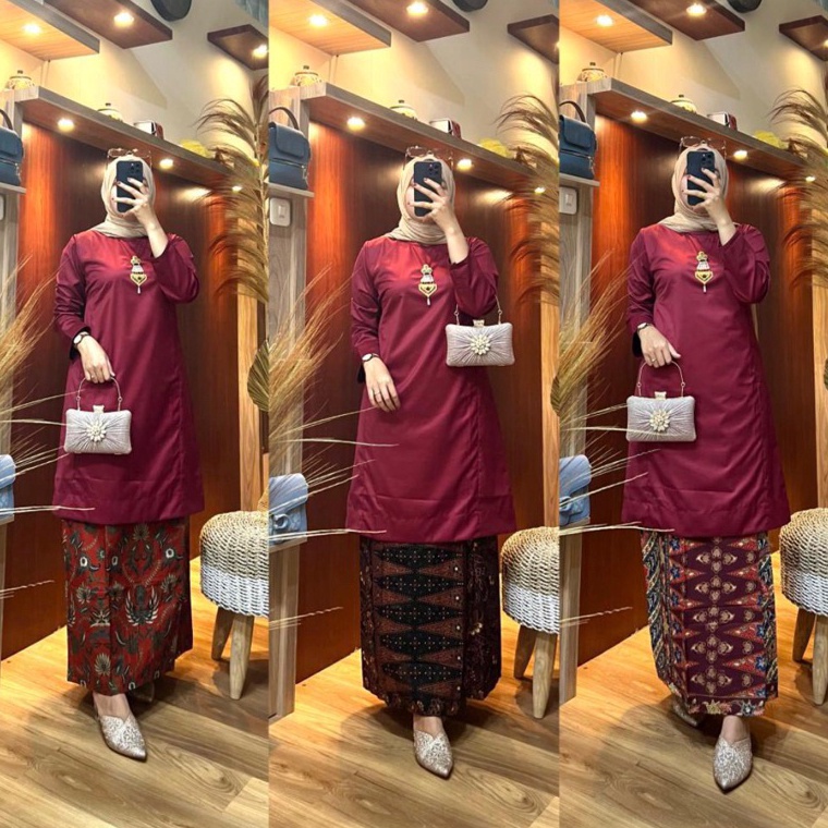 Ready By GoldenStore Setelan Baju Kurung Melayu / Baju Kurung Stelan Rok Batik/ Baju Kurung Malaysia