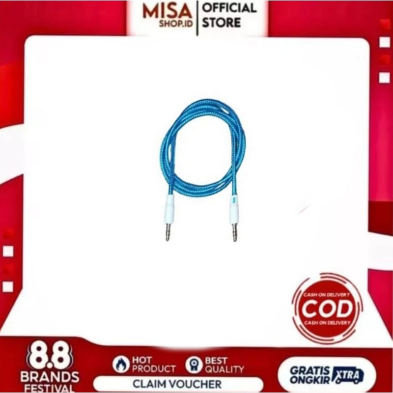 Kabel AUX Jack Converter Audio 3,5 MM panjang 100 cm USB sound system speaker Bluetooth blututh blue