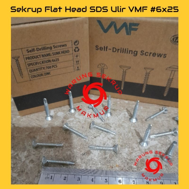(100 pcs) Sekrup Roofing SDS FH 6x25 / Skrup Flat Head 2.5CM