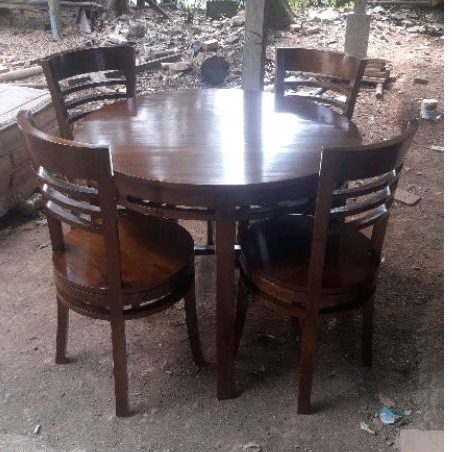 MEJA MAKAN BULAT JATI JEPARA