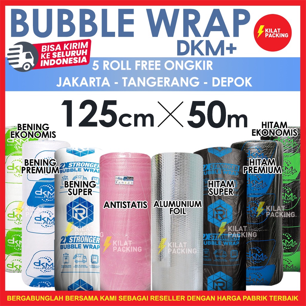 

DISKON BRANDS FESTIVAL PLASTIK BUBBLE WRAP 125CM X 50M / BUBBLE WRAP DKM PLUS KUALITAS PREMIUM TERMURAH GROSIR !!!