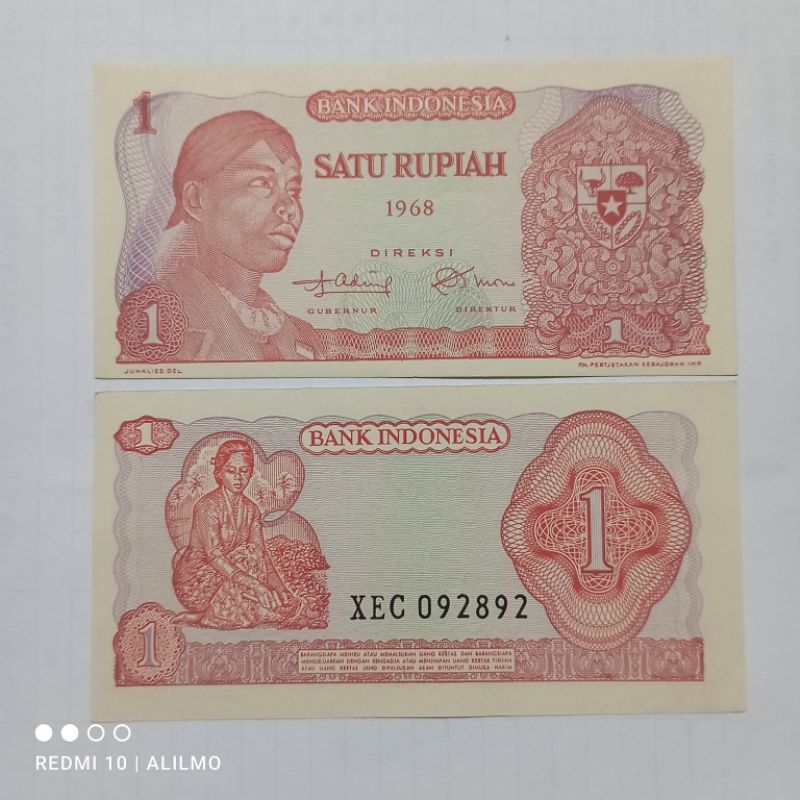 seri x uang kertas 1 rupiah sudirman tahun 1968 baru gres asli